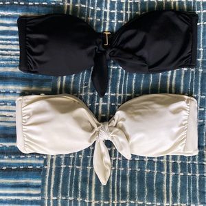 Victoria’s Secret Tie Front Bikini Tops, black & white